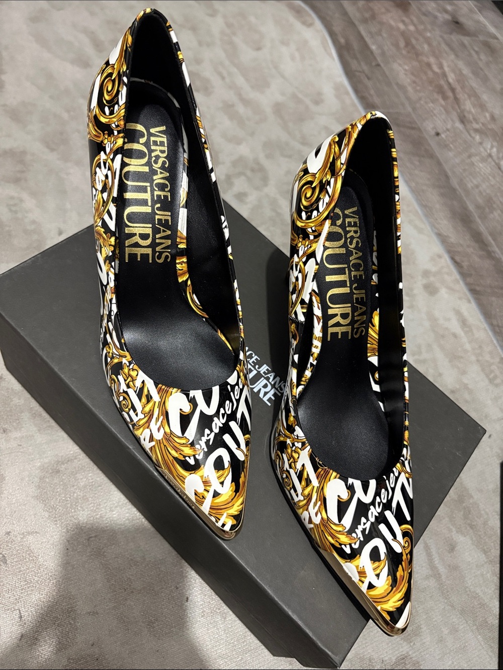 Versace Women's Black and Gold Pumps